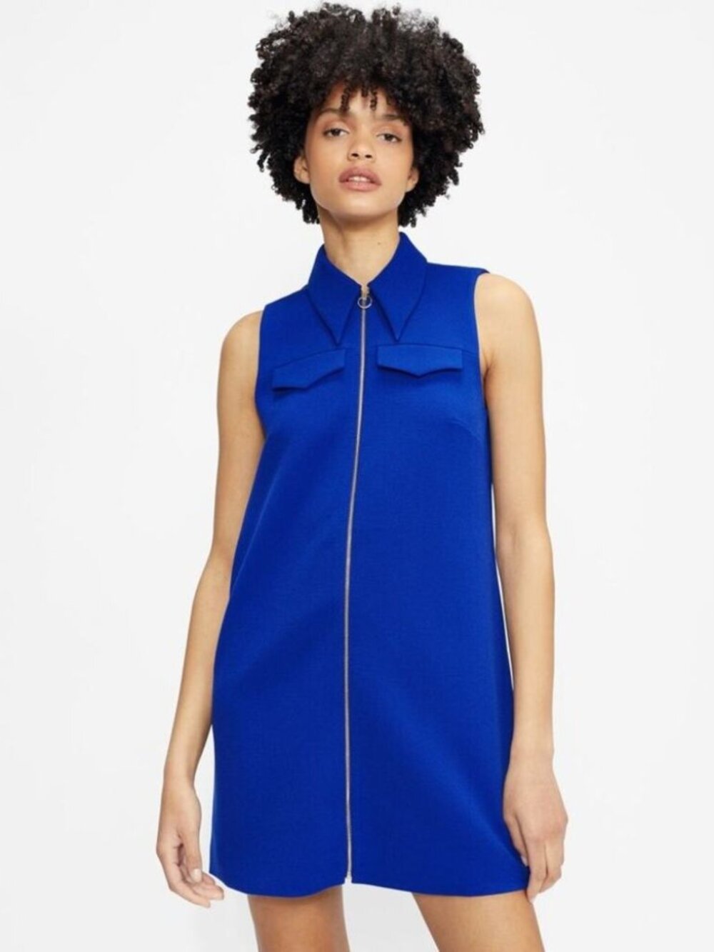 Ted Baker Elrosad 60s Shift Mini Dress Full-Zip Collar Sleeveless 5 / XL / 14